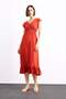 Fitted V Neck Short Sleeve Midi Dress F9360Ax25Sm - 2