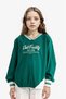 100% Cotton Oversize Wide Fit V-Neck Printed School Sweatshirt Girls F7583A825Au - 3