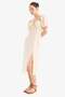 Heart Neckline Slit Linen Blend Short Sleeve Midi Dress C0941Ax25Sm - 2