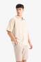 Oversize Wide Fit Polo Neck Striped Short Sleeve Shirt C7062Ax25Sm - 3