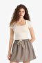 Fitted U-Neck Basic T-Shirt C6102Ax25Sm - 5