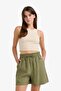 High Waist Elasticated Straight Leg Shorts F0487Ax25Sm - 5