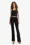 Flare Fit Normal Waist Tie Standard Length Black Pants F8196Ax25Sm - 3
