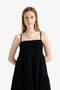 Strappy Crinkle Fabric Black Mini Dress F7225Ax25Sm - 3