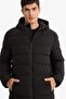 Warm Water Repellent Slim Fit Fitted Lined Hooded Zippered Pocketed Padded Coat R0216Az25Au - 4