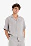 100% Linen Relax Fit Apaş Collar Short Sleeve Shirt F4597Ax25Hs - 4