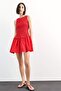 100% Cotton Round Neck Gipeli Red Mini Dress F7542Ax25Sm - 4