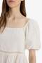 100% Cotton Square Neck Short Sleeve White Mini Dress E5390Ax25Sm - 8