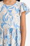 Crew Neck Patterned Short Sleeve Summer Dress for Girls B4339A825Sm - 5