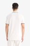 Regular Fit Polo Collar Short Sleeve Textured White Piqué T-Shirt E2621AX25SM - 6