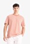 100% Cotton Regular Fit Crew Neck Short Sleeve Striped T-Shirt E2637Ax25Sm - 4