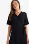 Regular Fit V-Neck Double-Breasted Closure Short Sleeve Midi Black Summer Dress F3913Ax25Hs - 2