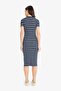 Bodycon Body-Hugging Crew Neck Striped Ribbed Camisole Short Sleeve Midi Summer Dress E8988Ax25S - 6