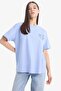 Oversized Wide Fit Crew Neck Back Printed Short Sleeve T-Shirt F2647Ax25Sm - 4