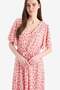 V-Neck Floral Print Tie-Front Short-Sleeve Midi Summer Dress D2835AX25SM - 3