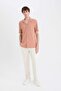 Anti-Wrinkle Modern Fit Polo Collar Textured Combed Cotton Short Sleeve Shirt C4125Ax25Sm - 2