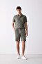 Slim Fit Slim Fit Polo Neck Textured Short Sleeve Crinkle T-Shirt E1222Ax25Sm - 2
