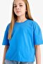 100% Cotton Relax Fit Crew Neck Basic Plain Short Sleeve T-Shirt for Girls Z5095A625Sm - 4