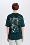 100% Cotton Boxy Fit Crew Neck Back Printed Short Sleeve T-Shirt E3941Ax25Sm - 7