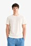 Cotton Regular Fit Crew Neck Short Sleeve White Knitwear Look T-Shirt E3963Ax25Sm - 3