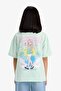 Oversized Loose Fit Crew Neck Back Printed Short Sleeve T-Shirt Girls E0357A825SM - 7