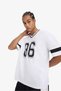 Quick Dry Oversize Wide Fit V-Neck Printed Sportsman Short Sleeve T-Shirt E4118Ax25Sm - 5