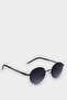 Men's Round Black Metal Frame Black Glass Uv Sunglasses F0495Axns