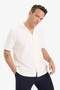 Relax Fit Summer Apaş Collar Cotton Short Sleeve Shirt B4130Ax25Sp - 3