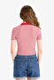 Fitted Polo Neck Striped Twill Camisole Short Sleeve T-Shirt E7907Ax25Sm - 6