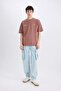 Boxy Fit Crew Neck No-Iron Breathable Printed Short Sleeve Heavy Fabric T-Shirt E0574Ax - 2