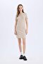 Bodycon Body-Hugging Crew Neck Ribbed Camisole Short Sleeve Mini Dress E7231Ax25Sp - 2