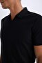 Slim Fit Slim Fit Polo Collar Short Sleeve Black T-Shirt W9274Az25Sm - 5