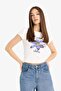 Fitted Crew Neck Printed Ribbed Short Sleeve T-Shirt F1773Ax25Sm - 3