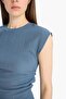Slim Fit Crew Neck Wrinkled Short Sleeve T-Shirt E3398Ax25Sp - 5