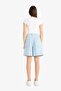 100% Cotton High Waist Soft Jean Bermuda Shorts E0960Ax25Sm - 7