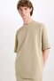 100% Cotton Boxy Fit Crew Neck Short Sleeve T-Shirt E0493Ax25Sm - 3