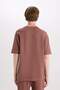 100% Cotton Boxy Fit Crew Neck Short Sleeve T-Shirt E0493Ax25Sm - 6
