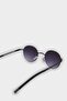 Men's Round Black Metal Frame Black Glass Uv Sunglasses F0495Axns - 5