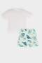 Waffle 2Li Set Dinosaur Printed Short Sleeve T-Shirt Elastic Waist Shorts Baby Boy E8375A525Sm - 4