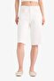 100% Cotton High Waist White Jean Bermuda Shorts E4087Ax25Sm - 4