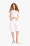 100% Cotton High Waist White Jean Bermuda Shorts E4087Ax25Sm