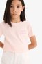 Slim Fit Narrow Cut Crew Neck Printed Ribbed Camisole Short Sleeve T-Shirt Girls D9537A825Sm - 4