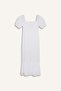 100% Cotton Square Neck Poplin Short Sleeve Maxi White Summer Dress F3108Ax25Sm - 8