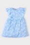 Patterned Short Sleeve Crinkle Viscose Summer Dress Baby Girl E8722A525Sm