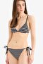 Striped Tulle Lace-Up Bikini Bottom E0146Ax25Sm - 4