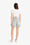 100% Cotton High Waist Pocketed Jean Bermuda Shorts E4701Ax25Sm - 6