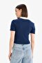 Fitted Polo Collar Printed Ribbed Short Sleeve T-Shirt E7838Ax25Sm - 7