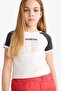 Crew Neck Printed Ribbed Short Sleeve T-Shirt Girls E1036A825Sm - 5