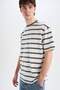 100% Cotton Boxy Fit Striped T-Shirt E1160Ax25Sm