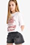 100% Cotton Relax Fit Crew Neck Printed Short Sleeve T-Shirt Girls E0355A825Sm - 3
